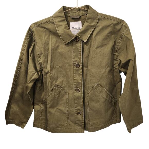 Madewell Baylow Cropped Chore green jacket size medium - Picture 3 of 6